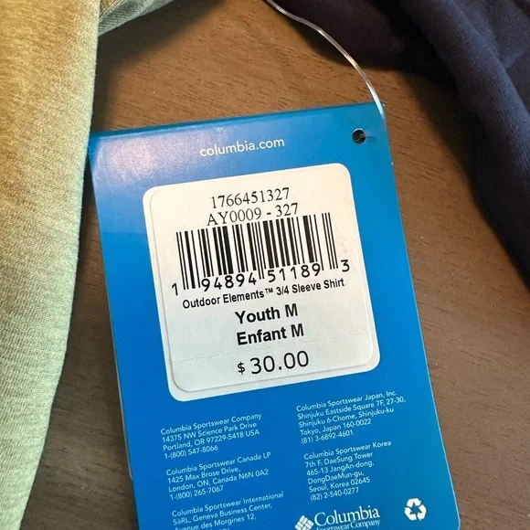 NWT Youth Boys Columbia long sleeve shirt - size 10/12 - Picture 2 of 4